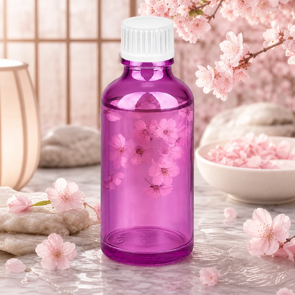 50ml Tropfflasche 0.9mm weiss Standard PurpleLine. UT18/50 50ml Tropfflasche UT18 Standard in eleganter lila Optik für Apotheke Labor und Kosmetikhersteller