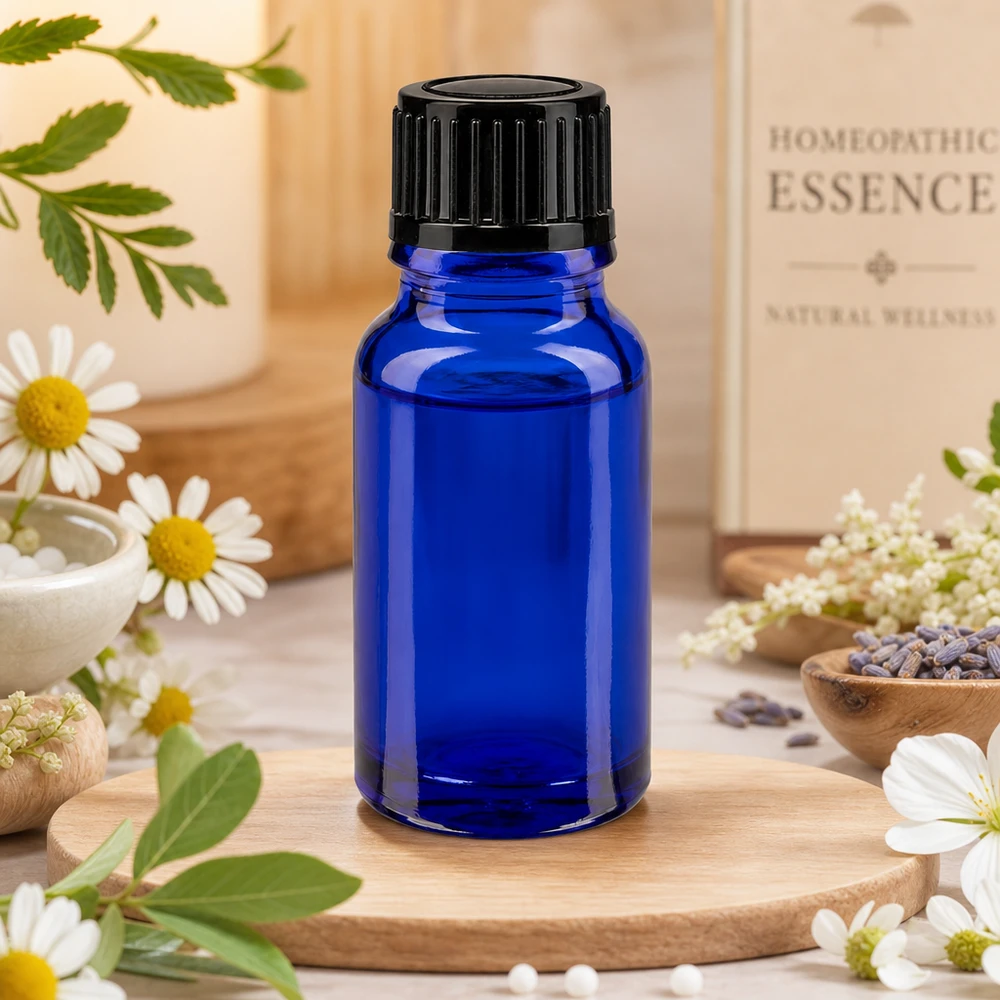 Apothekenflasche blau 10ml Tropfverschluss 1mm schwarz Standard Apothekerglas blau 10ml schlanke Tropfflasche für Tinkturen und Naturheilmittel