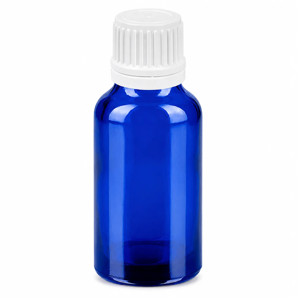 20ml Flasche 11mm Schraubverschluss weiß Originalitätsverschluss BlueLine UT18/20 Professionelle Apothekerflasche 20ml blau für Tinkturen und konzentrierte Essenzen