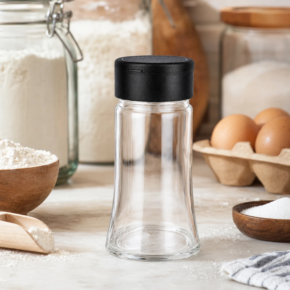 Salz-/Gewürzglas 95ml mit Streuer schwarz