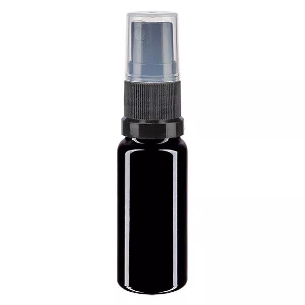 Apothekenflasche violett 10ml Sprayaufsatz schwarz Apothekenflasche violett 10ml Sprayaufsatz schwarz