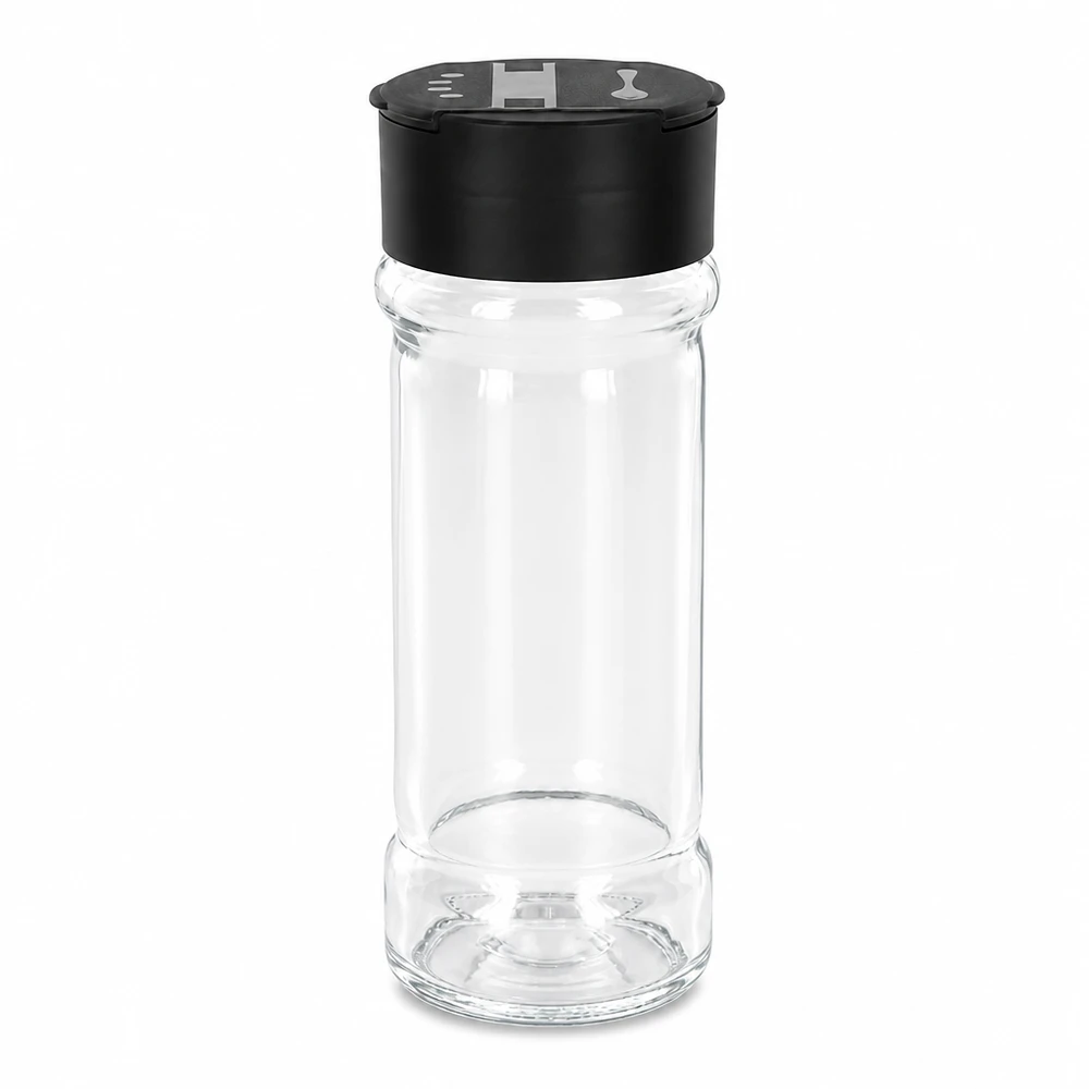 Salz-/Gewürzglas 100ml mit Doppelstreuer schwarz Kompaktes Salzglas 100ml mit integriertem Doppelstreuer für feines und grobes Streuen