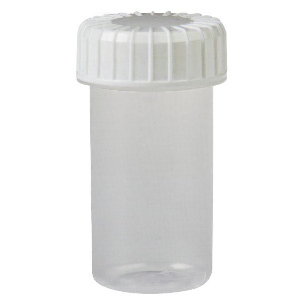 Transparente Schraubdose 20 ml mit gerilltem Verschwarz Transparente Schraubdose 20 ml mit gerilltem Verschwarz