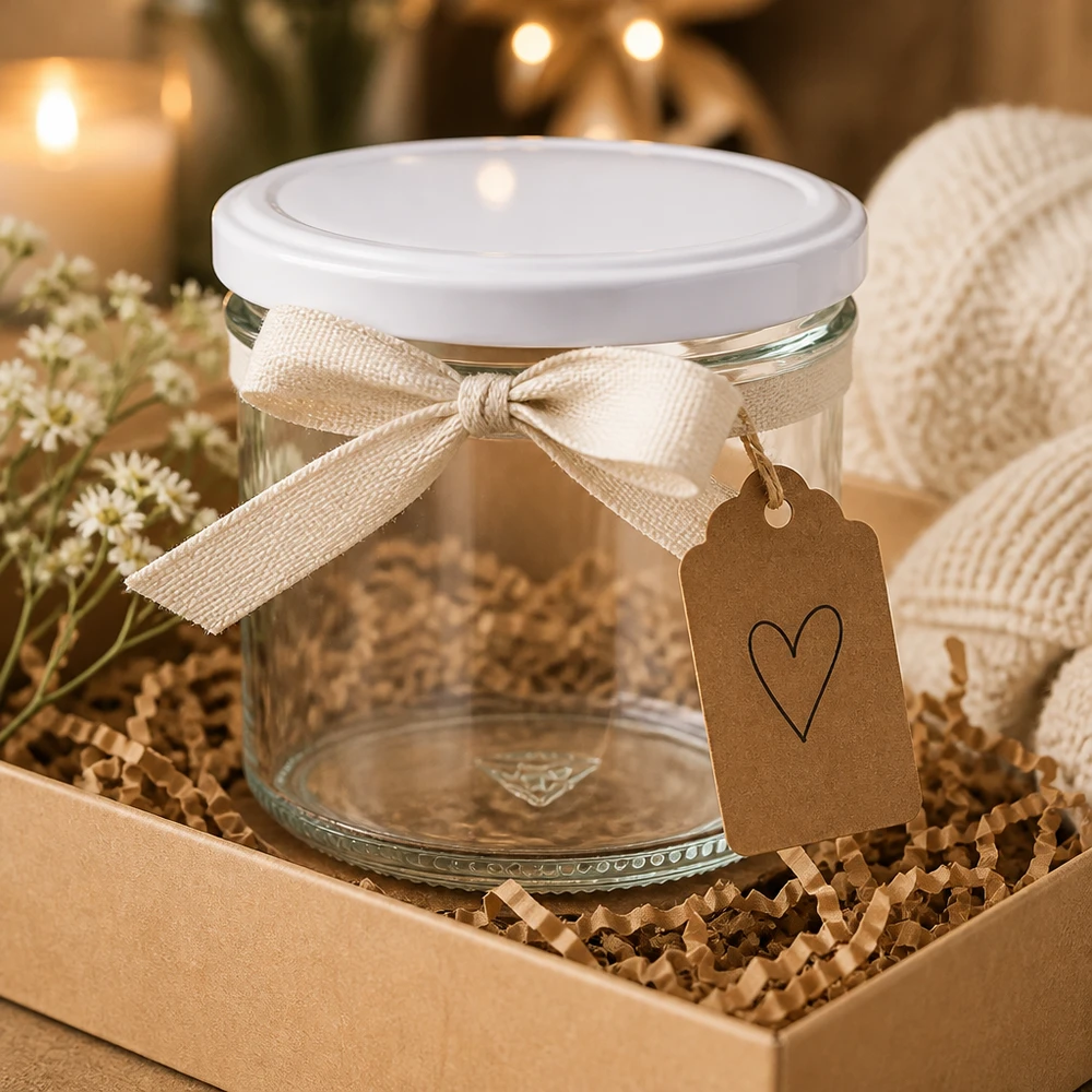 125ml Sturzglas 24er-Set mit Deckel (Deckelfarbe: weiss) UNiTWIST Kleinglas 125ml mit weißem Twist-Off Deckel als nachhaltiges Mitbringsel verpackt UNiTWIST