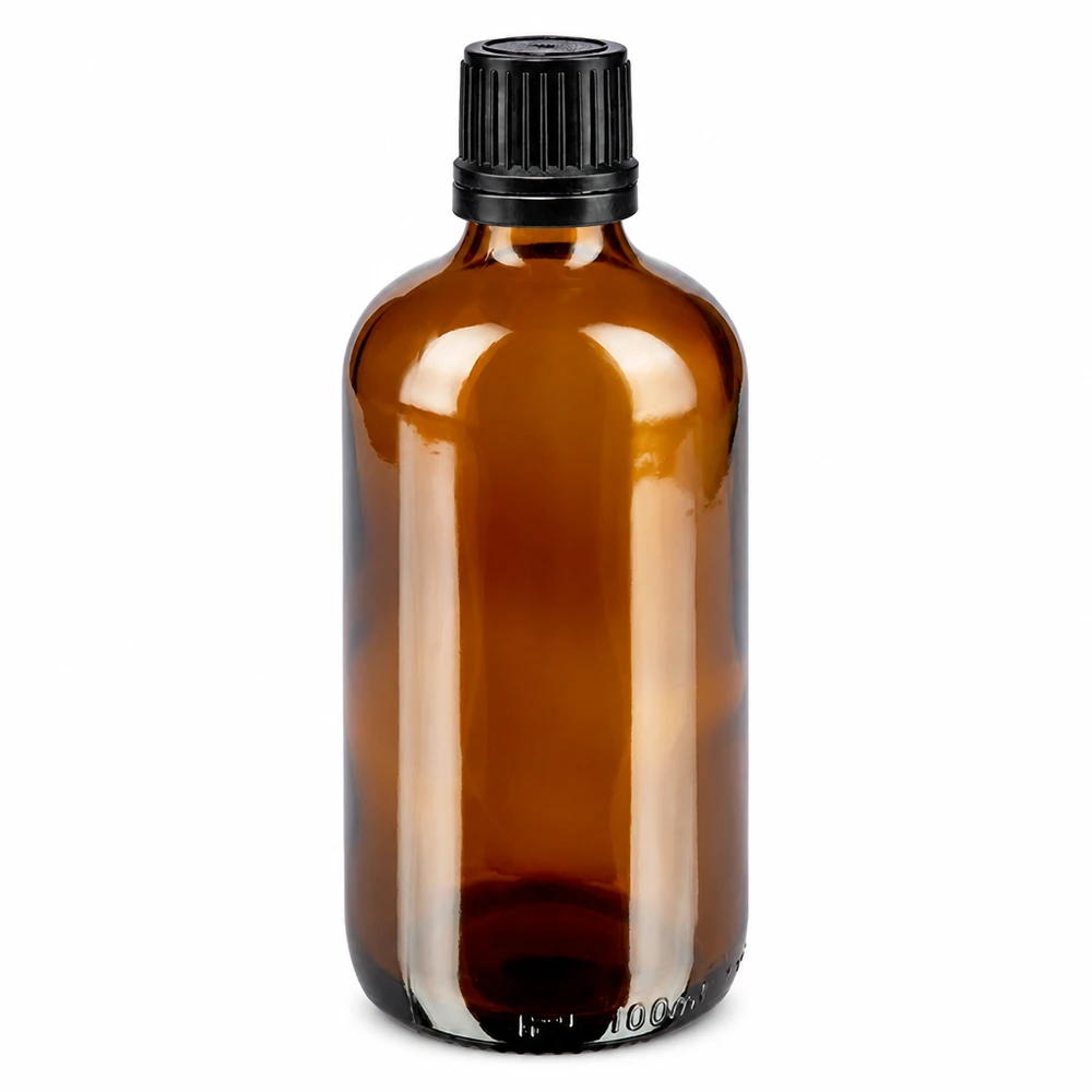 Apothekenflasche braun 100ml Tropfverschluss Premium 1mm schwarz Originalitätsverschluss Tropfflasche 100ml aus UV-schützendem Braunglas mit schwarzem Originalitätsverschluss für ätherische Öle