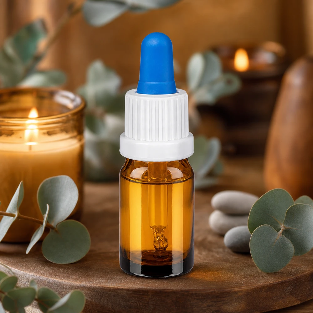 5ml Pipettenflasche weiß/blau Originalitätsverschluss BrownLine UT18/5 Nachfüllbare Braunglas-Pipettenflasche 5ml umweltfreundlich und wiederverwendbar für Naturkosmetik