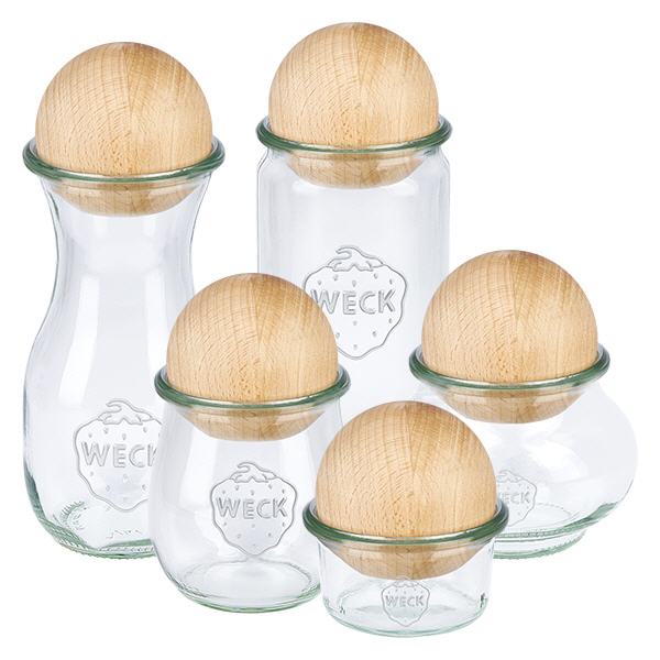 UNiTWIST Holzkugel (Buche) für WECK RR80 WECK RR80 Gläser-Set mit UNiTWIST Holzkugeln aus Buche - verschiedene Größen mit natürlichen Holzdeckeln