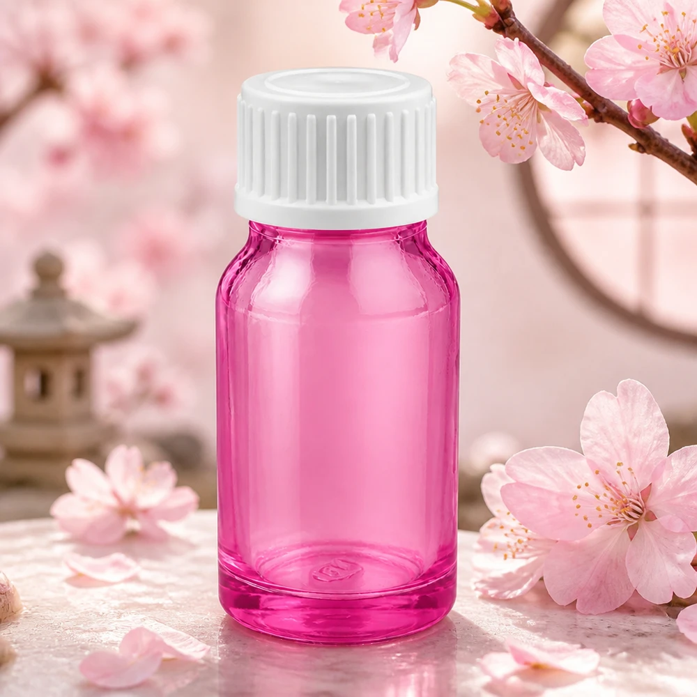 Stilvolle violette Glasflasche 10ml mit hygienischem weißem Tropfverschluss für Naturkosmetik