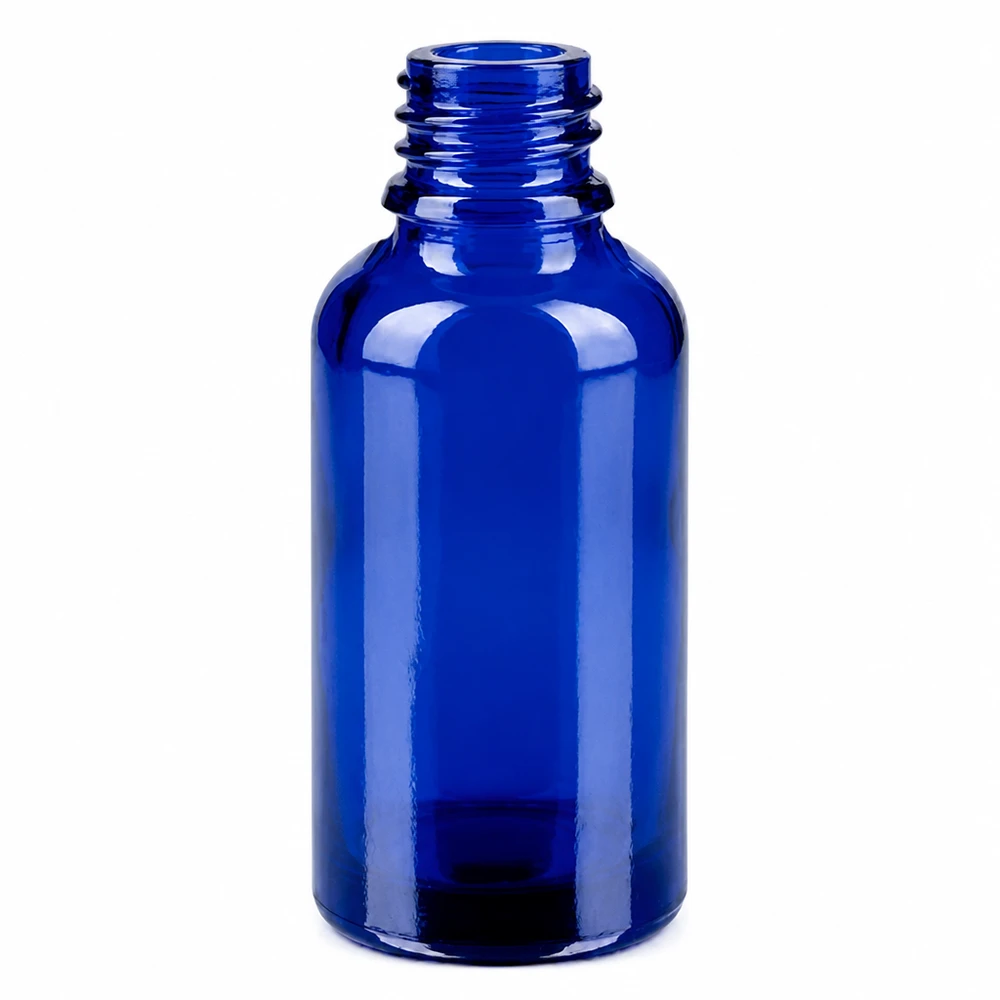 30ml Schraubflasche aus dunkelblauem Glas mit Standard-Gewinde für Kosmetik