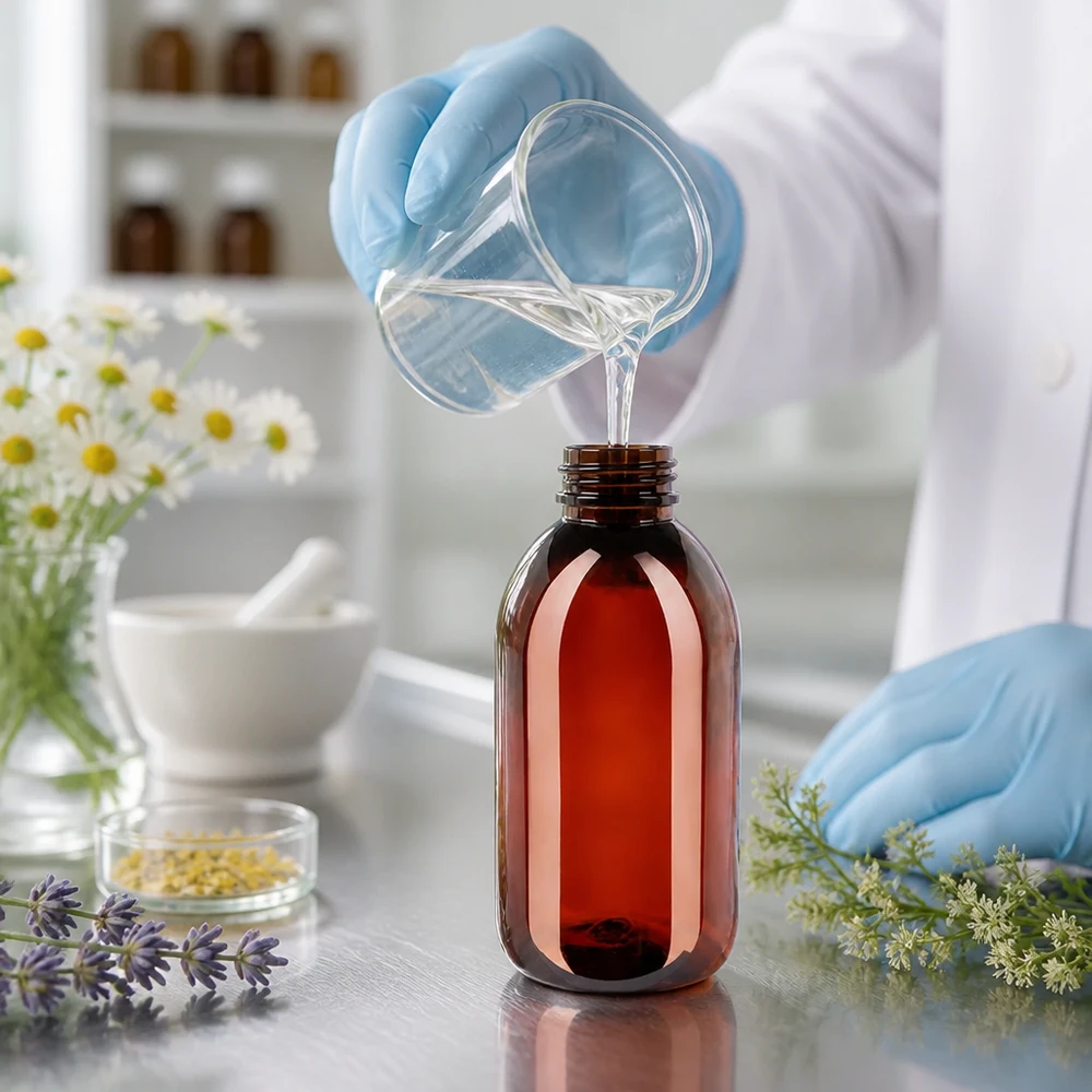 PET Flasche 250ml mit grünem Verschluss Originalitätsverschluss UV-schützende PET Flasche 250ml mit grünem OV-Verschluss zum Abfüllen von Kräuterextrakten