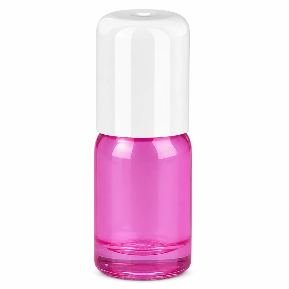 5ml Roll-On Flasche weiss Standard PurpleLine UT18/5 Roll-On Flasche 5ml aus lila Glas mit weißem Kugelverschluss STD Gewinde