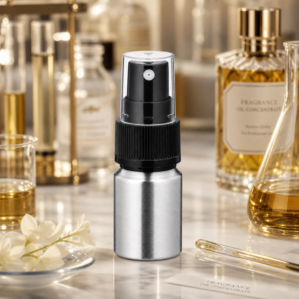 Robuste geschliffene Aluflasche 10ml - langlebige Metallverpackung mit präzisem Sprühmechanismus