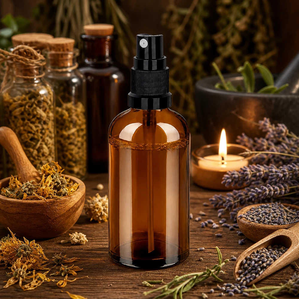 Vielseitige 100ml Sprühflasche aus braunem Glas ideal für DIY Kosmetik und Naturprodukte