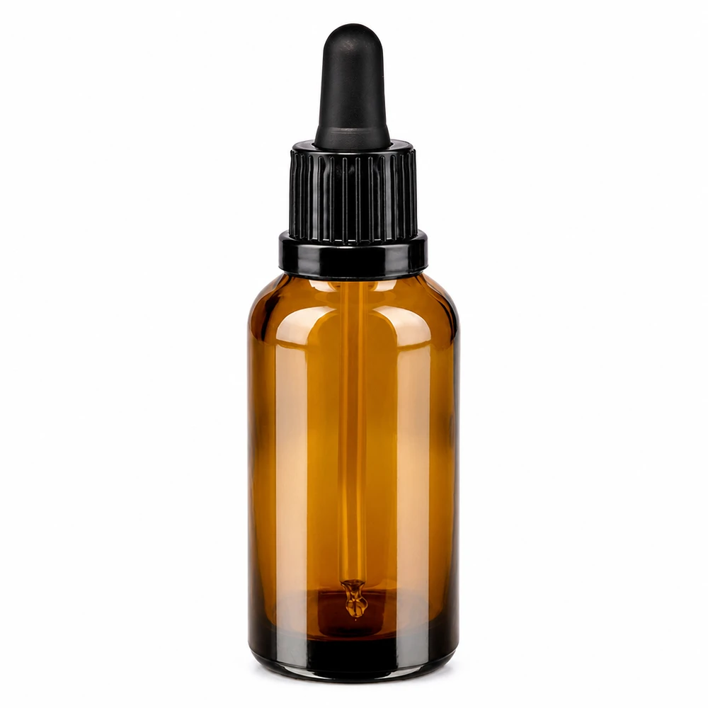 Lichtschutz Glasflasche 30ml mit schwarzer Pipette für empfindliche Flüssigkeiten