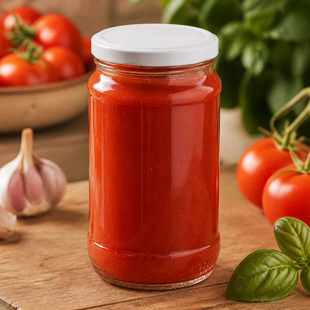 370ml UNiTWIST Rundglas mit BasicSeal Deckel für selbst eingekochte Tomatenprodukte und Saucen