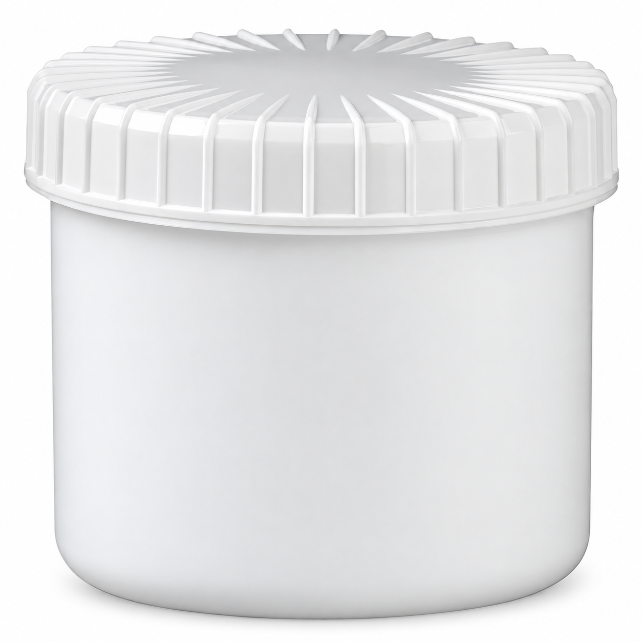 weiße Schraubdose 135 ml mit gerilltem Deckel – qualitätsoptimiertes Produktfoto