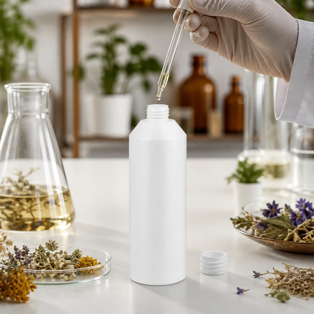 Chemikalienbeständige HDPE Rundflasche 250ml weiß für Labor Apotheke und Naturheilkunde