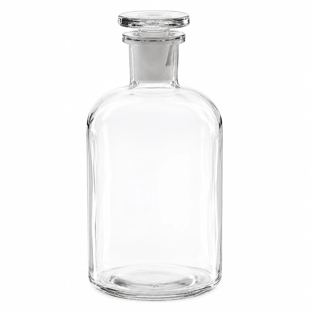 Klare Glasflasche 500ml Rundschulter schmal Hals mit Glasstopfen Vorratsflasche