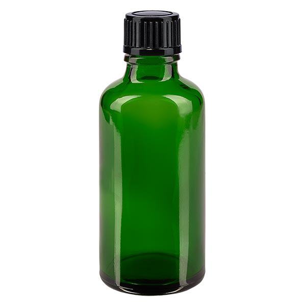 Apothekenflasche grün 50ml Schraubverschluss schwarz Standard Apothekenflasche grün 50ml Schraubverschluss schwarz Standard