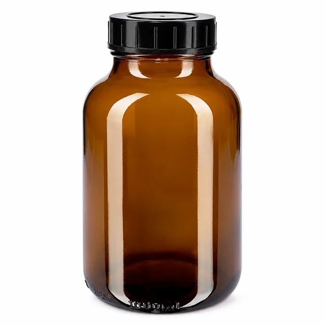 1000ml Weithalsflasche Braunglas mit Schraubdeckel – Originalproduktfoto