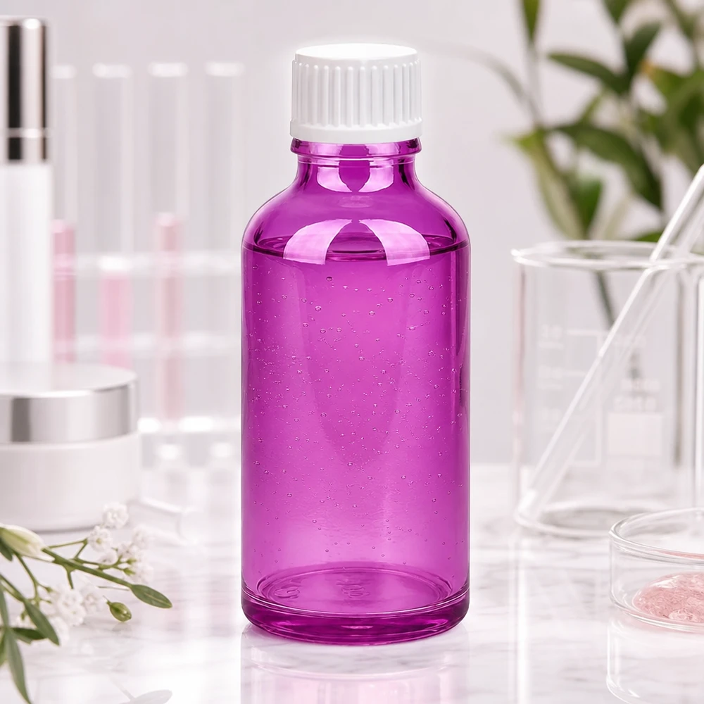 50ml Tropfflasche 0.9mm weiss Standard PurpleLine. UT18/50 Kompakte 50ml Tropfflasche transparent lila perfekt für Reisegrößen und Proben