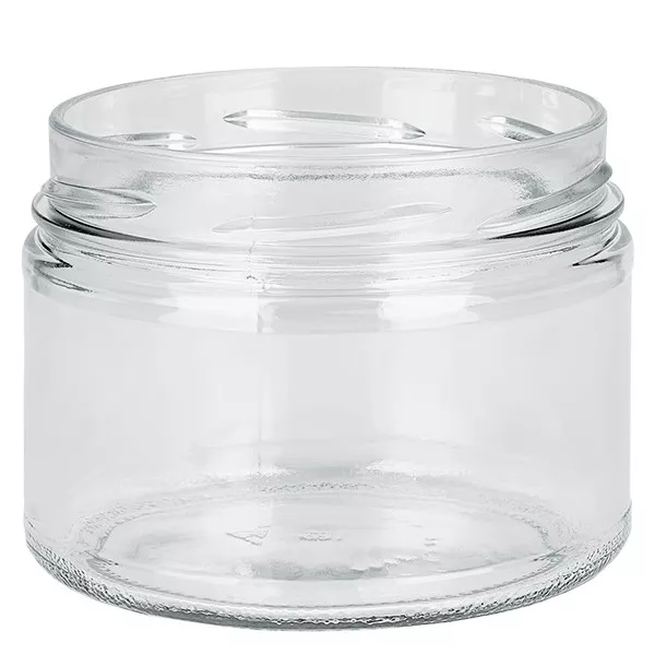 Glastiegel 540ml klar, ohne Deckel, Gewinde TO100 Glastiegel 540ml klar, ohne Deckel, Gewinde TO100