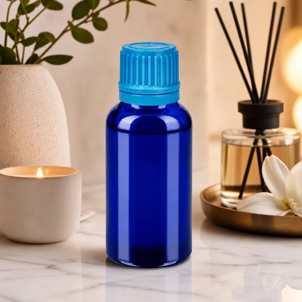 30ml Flasche 11mm Schraubverschluss blau Originalitätsverschluss BlueLine UT18/30 Dunkelblaue Glasflasche 30ml mit optimaler Größe für DIY Kosmetik und Mischungen