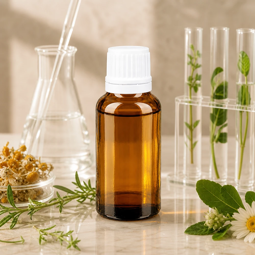 Apothekenflasche braun 20ml Schraubverschluss weiß Originalitätsverschluss Kompakte 20ml ApoGlas Flasche braun mit sicherem Weißverschluss für Öle und Naturextrakte