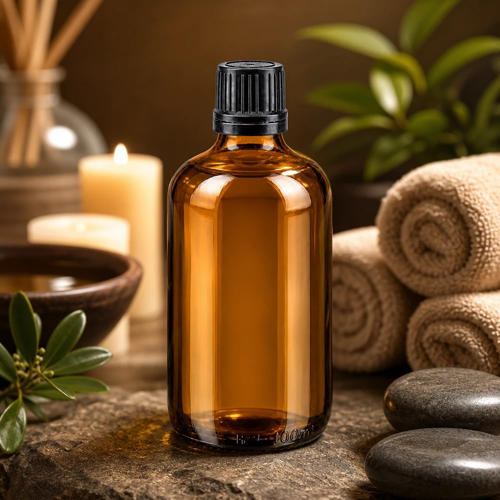 Apothekenflasche braun 100ml Schraubverschluss schwarz Giessring Originalitätsverschluss UV-schützende Bernsteinglasflasche 100ml mit schwarzem Schraubverschluss für Aromatherapie