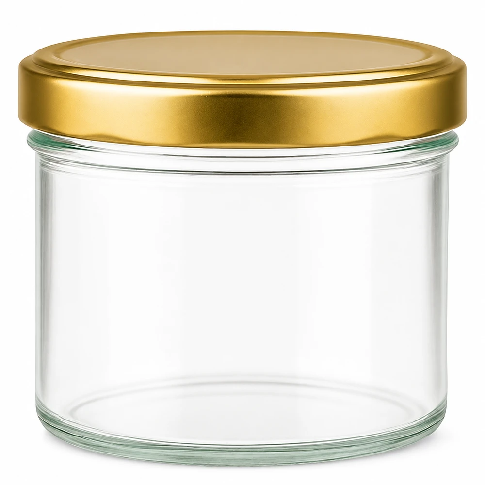 230ml Zylinderglas mit goldenem BasicSeal Deckel leer transparent Einmachglas Vorratsglas rund