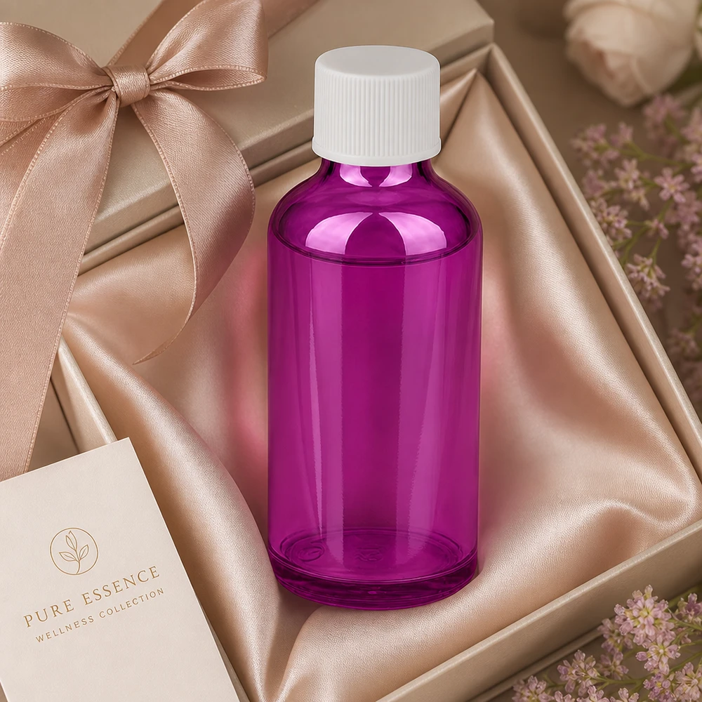 50ml Flasche 11mm Schraubverschluss weiss Standard PurpleLine UT18/50 50ml Violettglas-Flasche mit 11mm Öffnung und Standard-Gewinde für vielseitige Verwendung