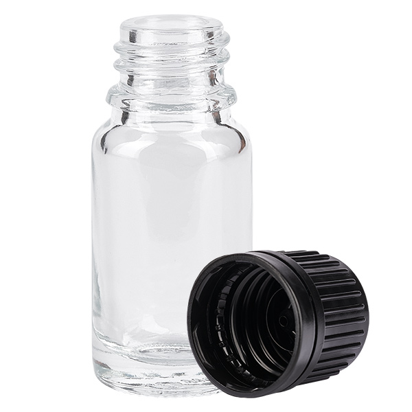 10ml Flasche 11mm Schraubverschluss schwarz Originalitätsverschluss ClearLine UT18/10 10ml Flasche 11mm Schraubverschluss schwarz Originalitätsverschluss ClearLine UT18/10