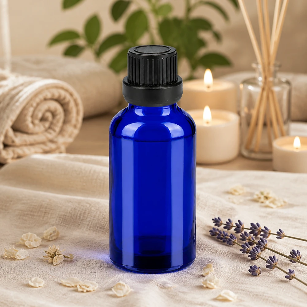 30ml Flasche 11mm Schraubverschluss schwarz Originalitätsverschluss BlueLine UT18/30 Stilvolle kobaltblaue 30ml Flasche mit präzisem Tropfsystem für dosierte Anwendung