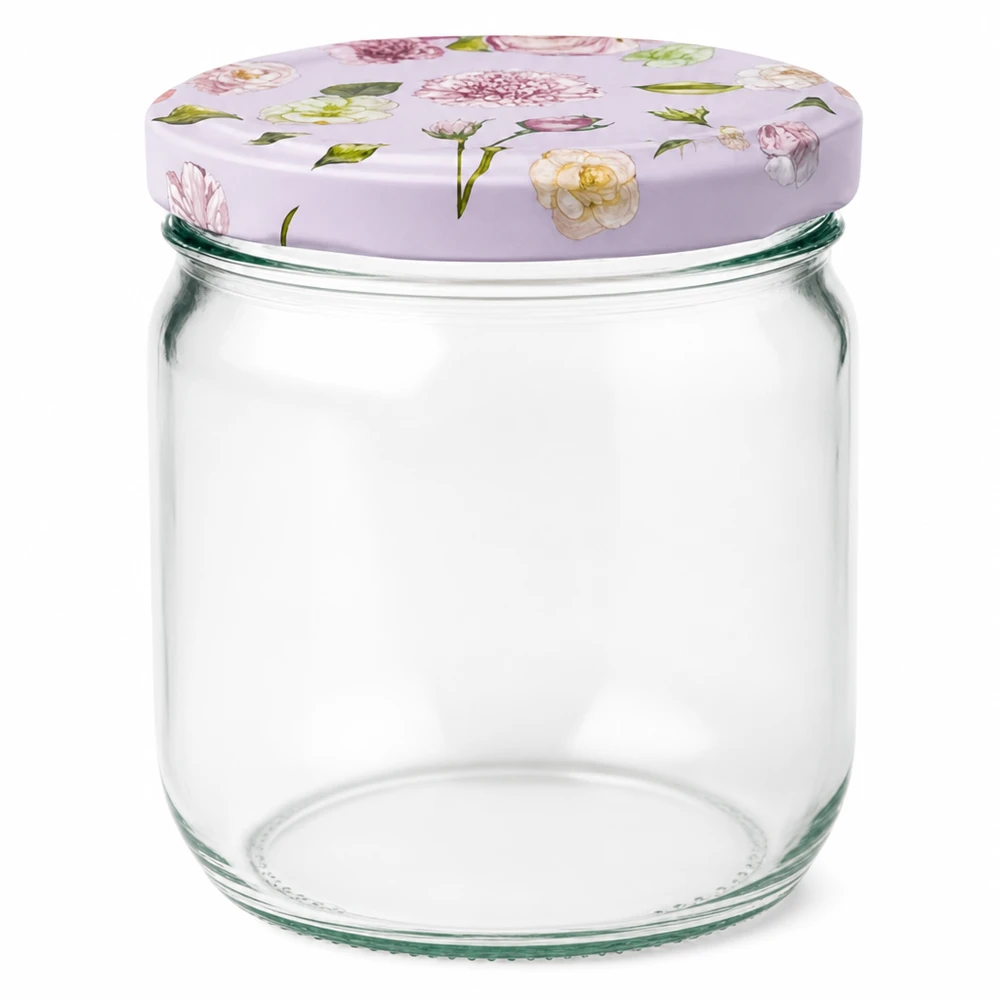425ml Rundglas + BasicSeal Deckel Blume rosa UNiTWIST