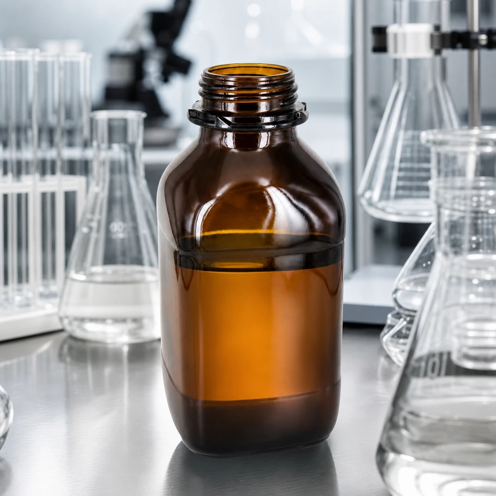 Stapelbare 1000ml Glasflasche für Chemikalien mit kompakter Form für platzsparende Lagerung