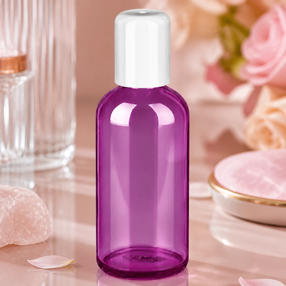 Moderne 100ml Glasflasche mit Roll-On Mechanismus in trendiger Purple Line Kollektion