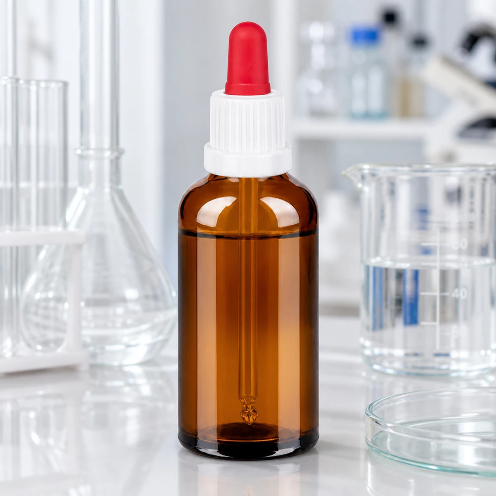 Sterilisierbare 50ml Glasflasche mit hochwertiger Pipettenkappe für medizinische Zwecke