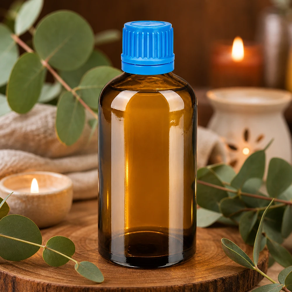 Präzise gefertigte 100ml Braunglasflasche mit UT18/100 Gewinde für industrielle Anwendungen