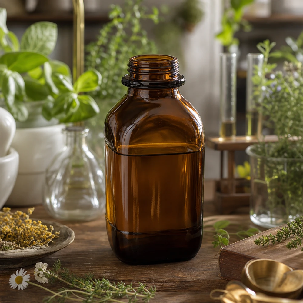 Klassische 1000ml Chemikalienflasche im Vintage-Design für traditionelle Laborausstattung