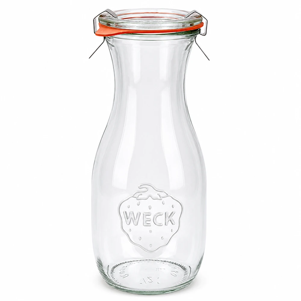 530ml Saftflasche komplett WECK RR60 WECK Saftflasche 530ml mit Glasdeckel und Gummiring RR60 Einmachglas für Säfte und Getränke