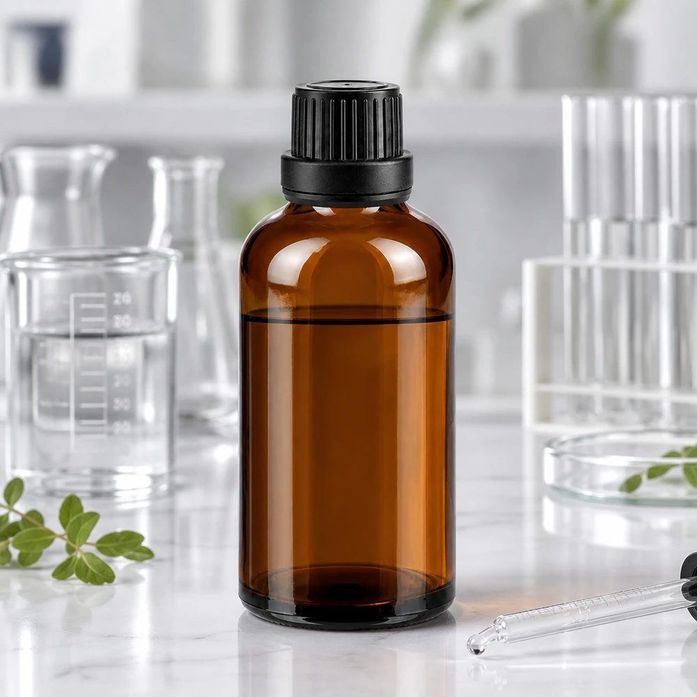 50ml UV-Schutz Braunglasflasche mit Sicherheitsverschluss schwarz für pharmazeutische Öle