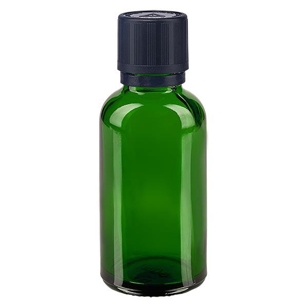Apothekenflasche grün 30ml Tropfer Giessring 1mm schwarz Kindersicherung Blindenwarnsymbol Originalitätsverschluss Apothekenflasche grün 30ml Tropfer Giessring 1mm schwarz Kindersicherung Blindenwarnsymbol Originalitätsverschluss