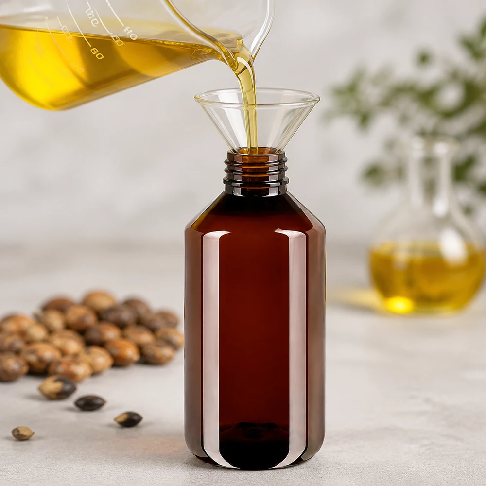 Braune 750ml PET Abfüllflasche mit UV-Schutz für naturbasierte Kosmetik und Ölanwendungen
