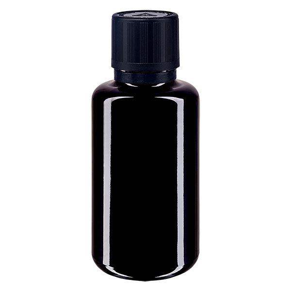 Apothekenflasche violett 30ml Tropfer Giessring 1mm schwarz Kindersicherung Blindenwarnsymbol Originalitätsverschluss Apothekenflasche violett 30ml Tropfer Giessring 1mm schwarz Kindersicherung Blindenwarnsymbol Originalitätsverschluss