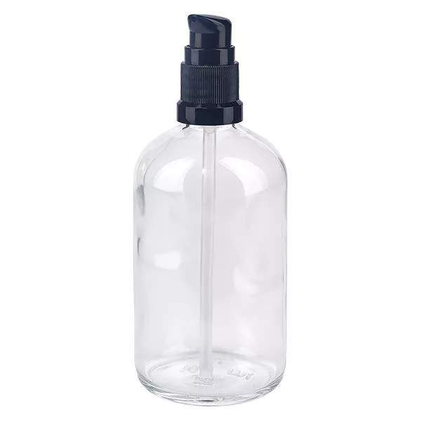 Apothekenflasche klar 100ml PumpVerschluss schwarz Standard