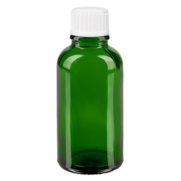 Apothekenflasche grün 30ml Tropfverschluss weiß 0.8mm Standard