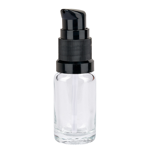 10ml Pumpflasche schwarz Standardverschluss ClearLine UT18/10 10ml ClearLine Flasche mit schwarzer STD Pumpe für Serum Öl und Pflegeprodukte