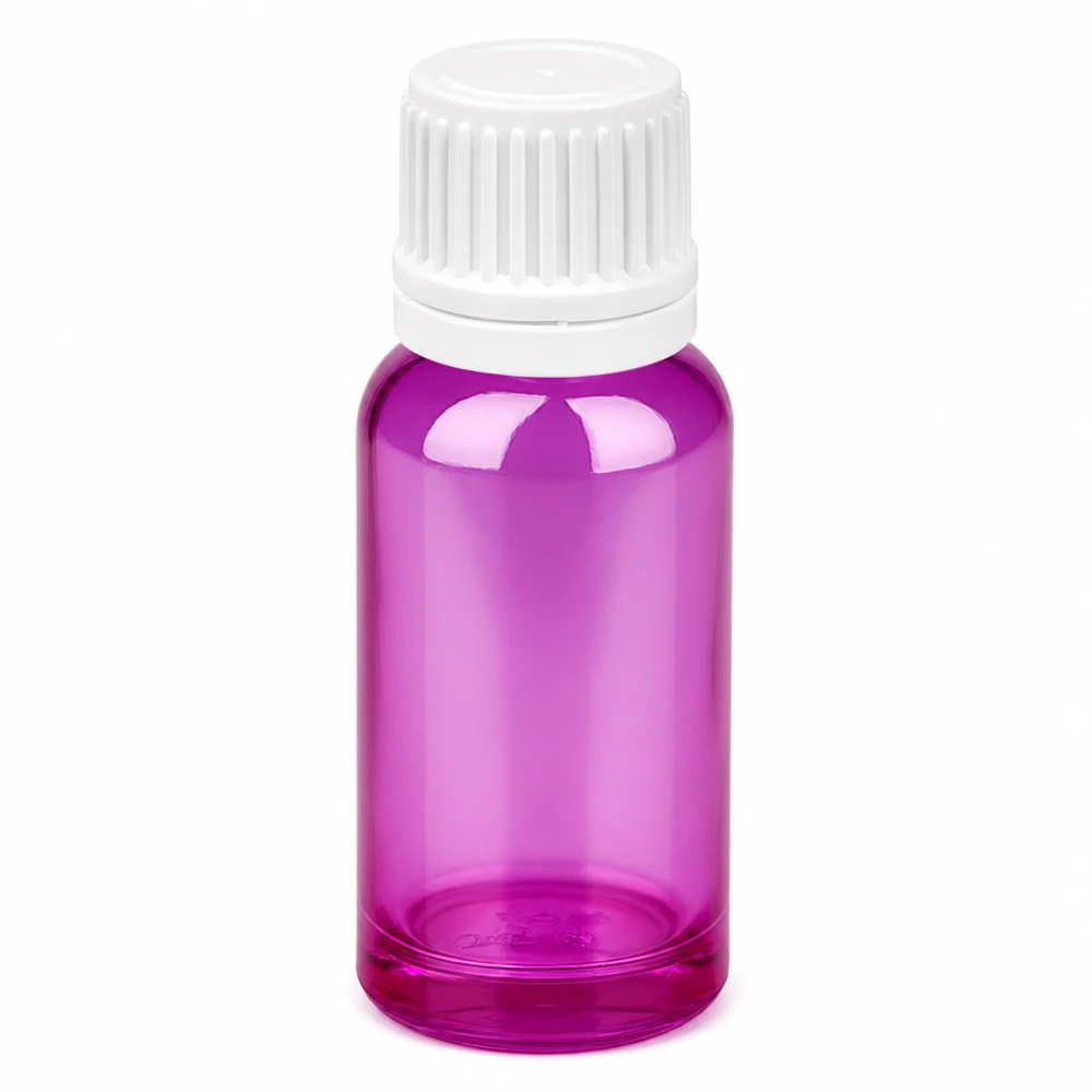20ml Flasche 11mm Schraubverschluss weiss Originalität Schraubverschlusserschluss PurpleLine UT18/20 20ml Glasflasche violett mit weißem SV-Verschluss für sichere Aufbewahrung von Flüssigstoffen