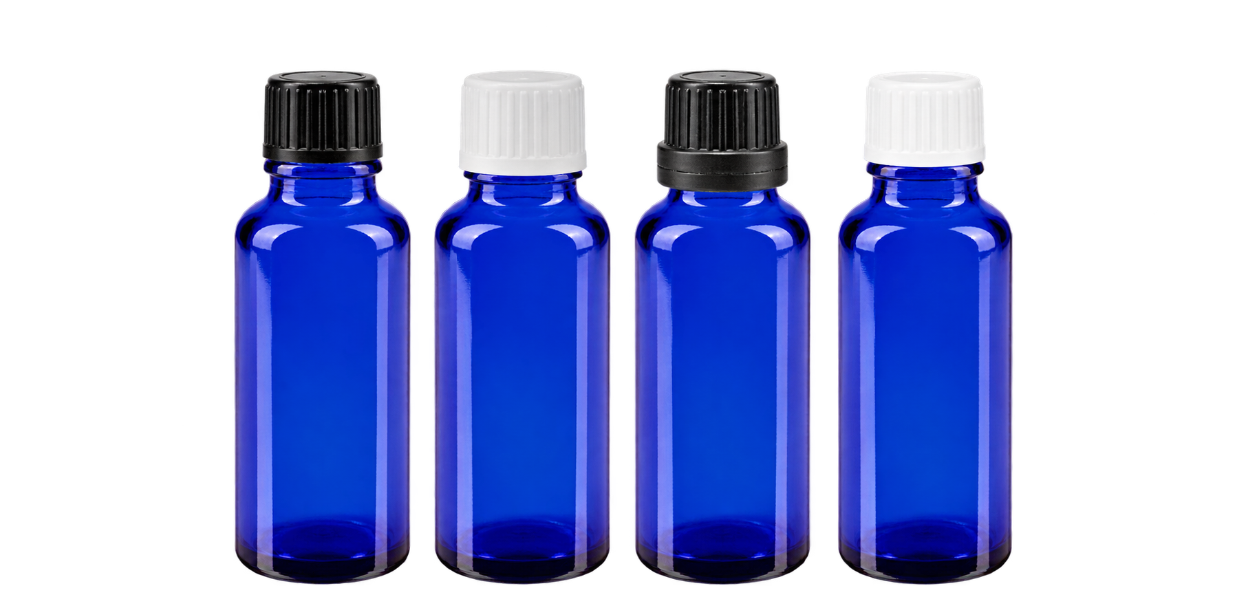 Blaue Flaschen mit Schraubverschluss