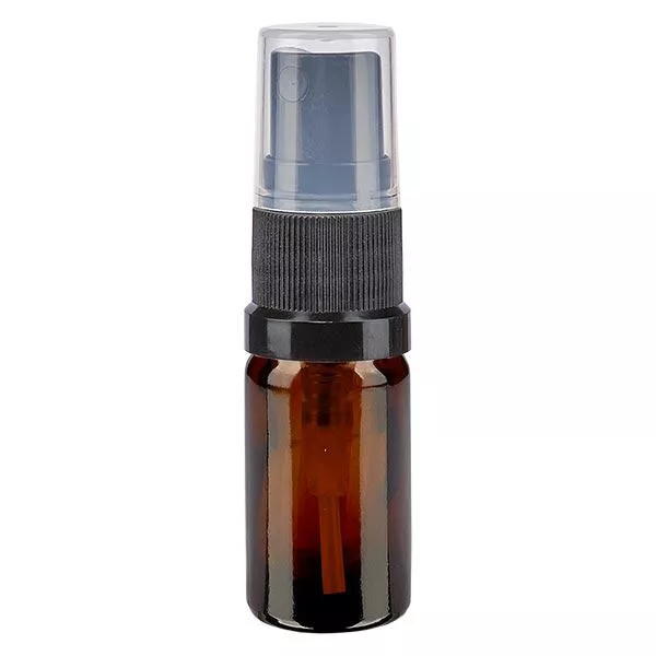 Apothekenflasche braun 5ml Sprayaufsatz schwarz Apothekenflasche braun 5ml Sprayaufsatz schwarz